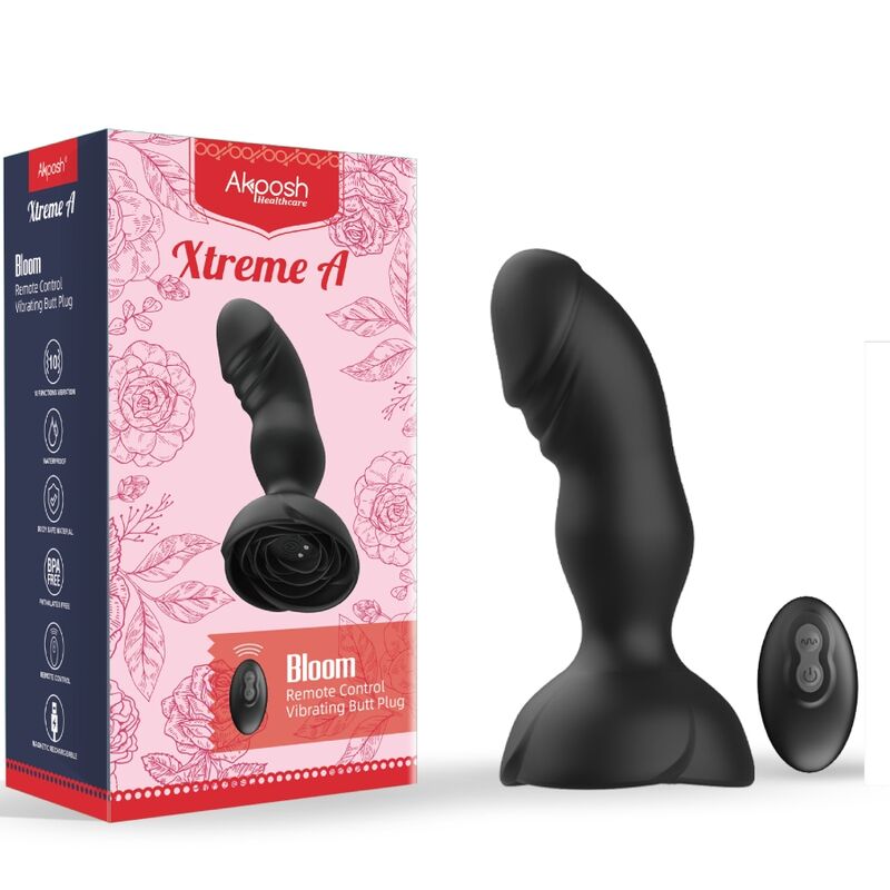 ARMONY EXTREME A BLOOM VIBRADOR ROSE E CONTROLE REMOTO DE PLUG ANAL PRETO