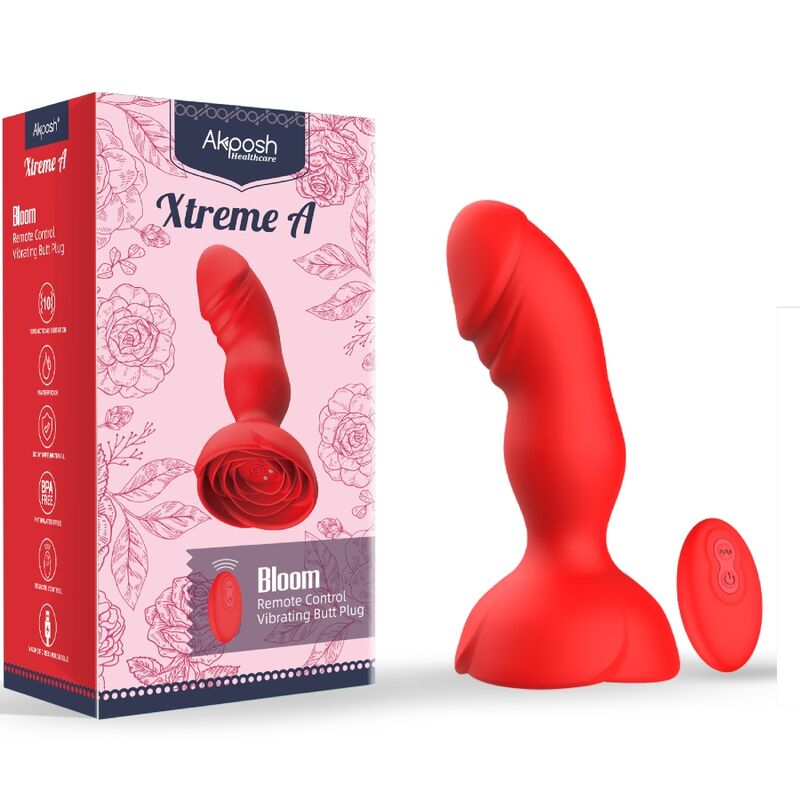 ARMONY EXTREME A BLOOM VIBRADOR ROSE E PLUG ANAL CONTROLE REMOTO VERMELHO