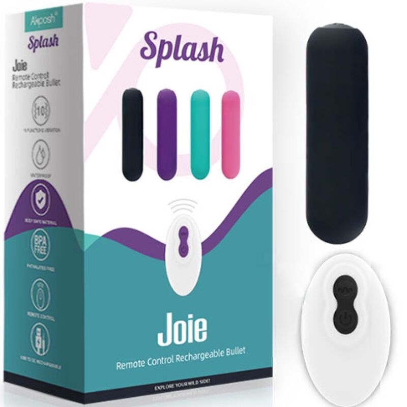 ARMONY SPLASH JOIE VIBRADOR BULLET SILICONE CONTROLE REMOTO 10 VIBRAaaES 75 X 19 CM PRETO