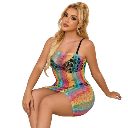 SUBBLIME 952365 RAINBOW BARE SHOULDER FISHNET BODYSTOCKING TAMANHO aNICO