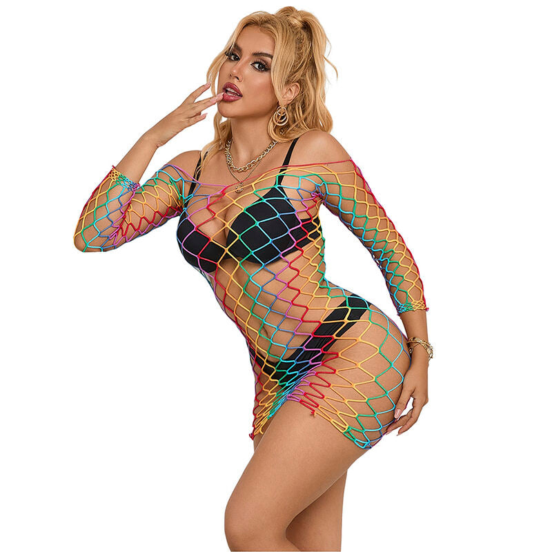 SUBBLIME 952426 RAINBOW MANGA LONGA FISHNET BODYSTOCKING TAMANHO aNICO