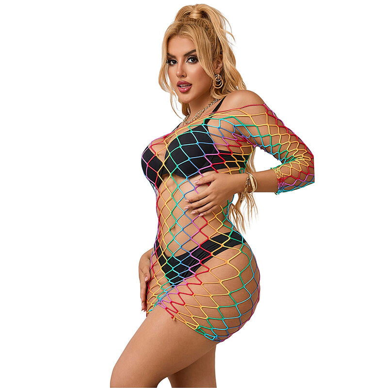 SUBBLIME 952426 RAINBOW MANGA LONGA FISHNET BODYSTOCKING TAMANHO aNICO