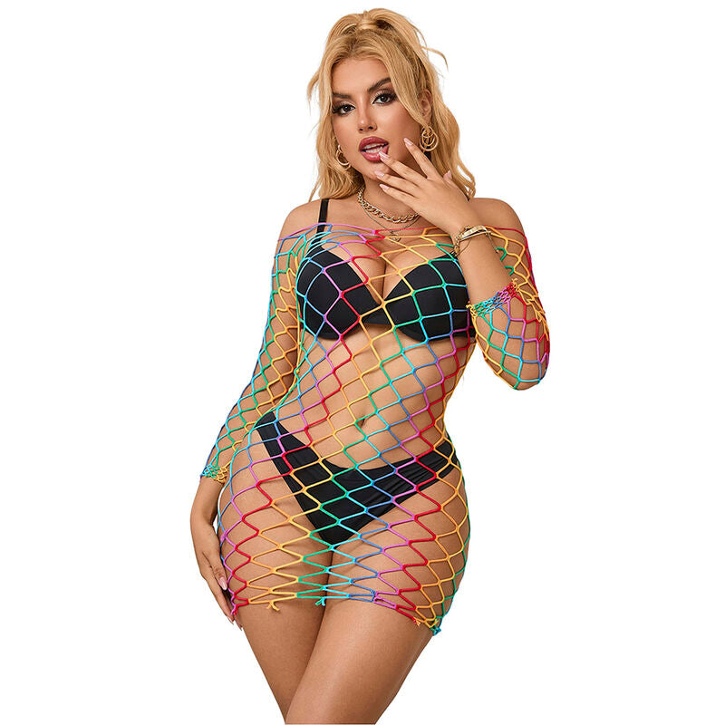 SUBBLIME 952426 RAINBOW MANGA LONGA FISHNET BODYSTOCKING TAMANHO aNICO