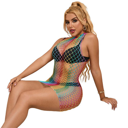 SUBBLIME 952433 RAINBOW GOLA ALTA SEM MANGAS FISHNET BODYSTOCKING TAMANHO aNICO