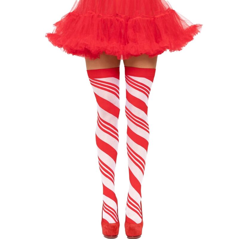 LEG AVENUE CANDY CANE LISTRADAS COXA TAMANHO aNICO