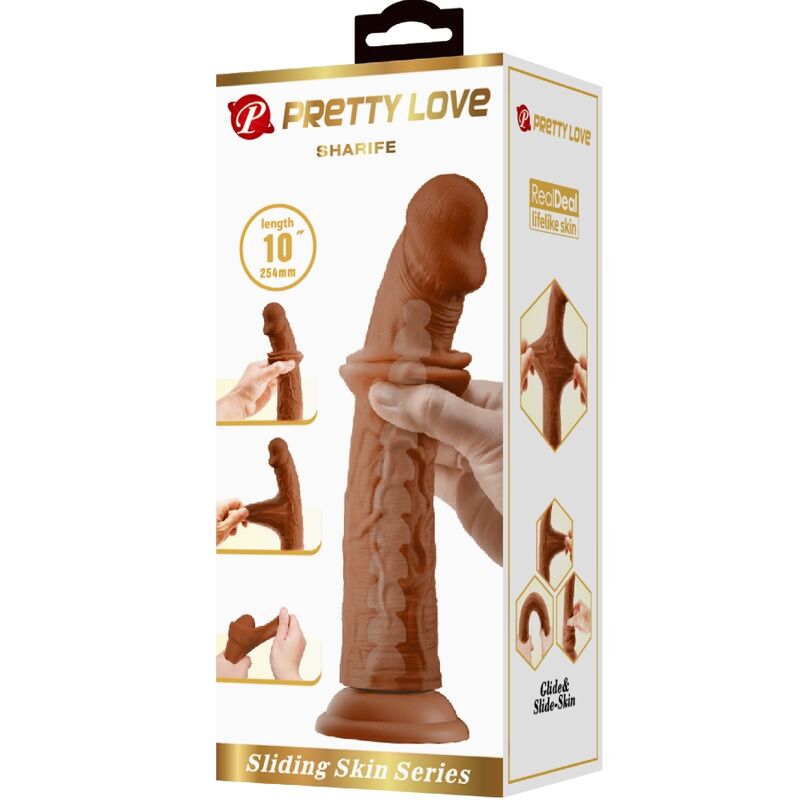 PRETTY LOVE DILDO REALISTA SHARIFE 25 CM MARROM