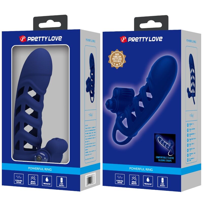 PRETTY LOVE ALTAF ANEL VIBRADOR COM BAINHA DE SILICONE AZUL