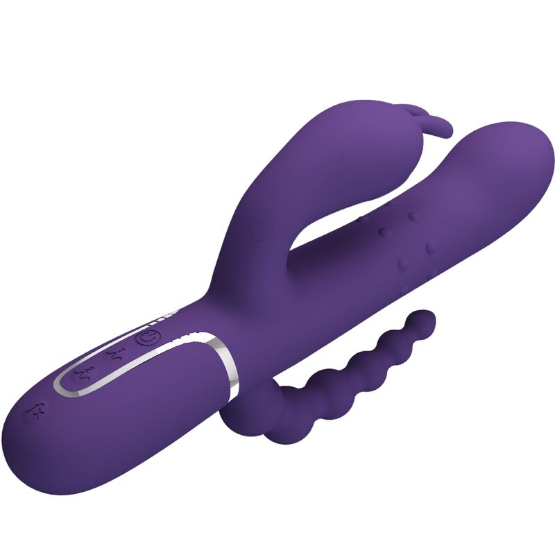 PRETTY LOVE CAMMY TRIPLO VIBRADOR MULTIFUNaaO 4 EM 1 ROXO