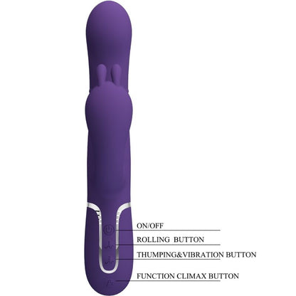 PRETTY LOVE CAMMY TRIPLO VIBRADOR MULTIFUNaaO 4 EM 1 ROXO