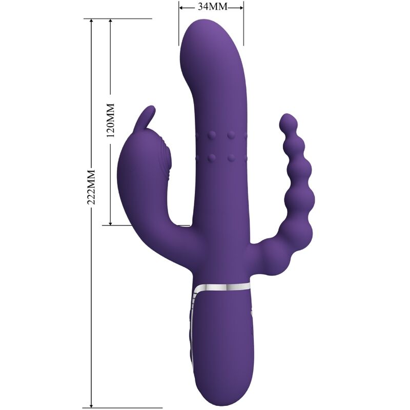 PRETTY LOVE CAMMY TRIPLO VIBRADOR MULTIFUNaaO 4 EM 1 ROXO