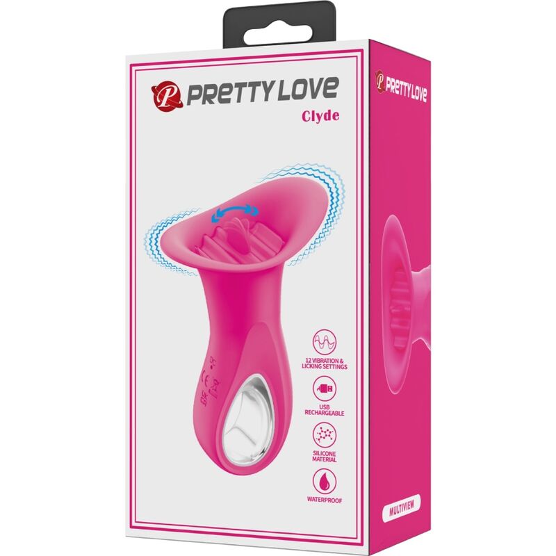 PRETTY LOVE CLYDE VIBRADOR ORAL LaNGUA VIBRANTE 12 VIBRAaaES ROSA