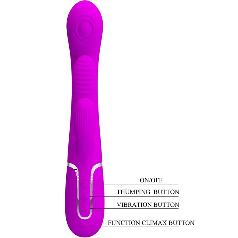 PRETTY LOVE SHANIA TRIPLE RABBIT VIBRADOR MULTIFUNCIONAL ROSA