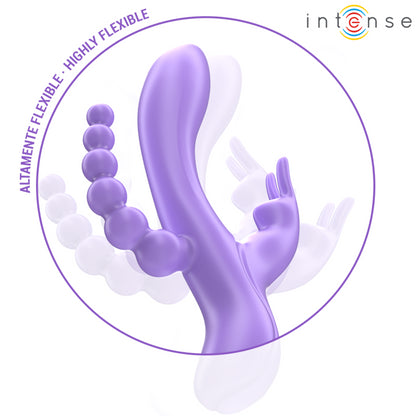 INTENSE MIKO TRIPLO VIBRADOR COELHO ESTIMULADOR ANAL 7 VIBRAaaES ROXO