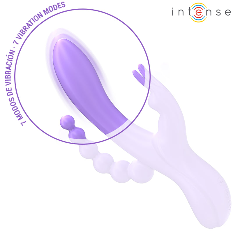 INTENSE MIKO TRIPLO VIBRADOR COELHO ESTIMULADOR ANAL 7 VIBRAaaES ROXO