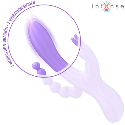 INTENSE MIKO TRIPLO VIBRADOR COELHO ESTIMULADOR ANAL 7 VIBRAaaES ROXO