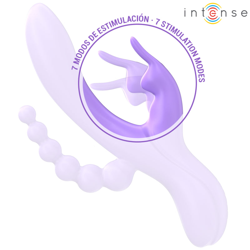 INTENSE MIKO TRIPLO VIBRADOR COELHO ESTIMULADOR ANAL 7 VIBRAaaES ROXO