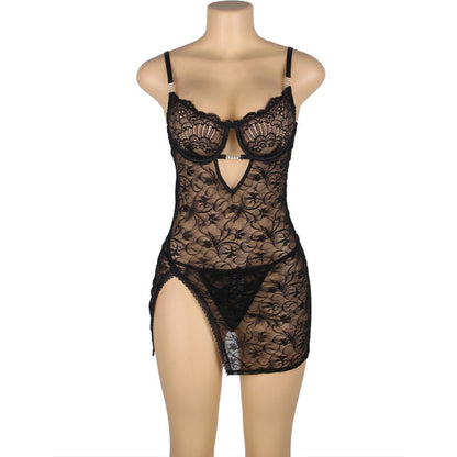 SUBBLIME 954185 BABYDOLL DE RENDA COM ALaAS AJUSTaVEIS PRETO S M