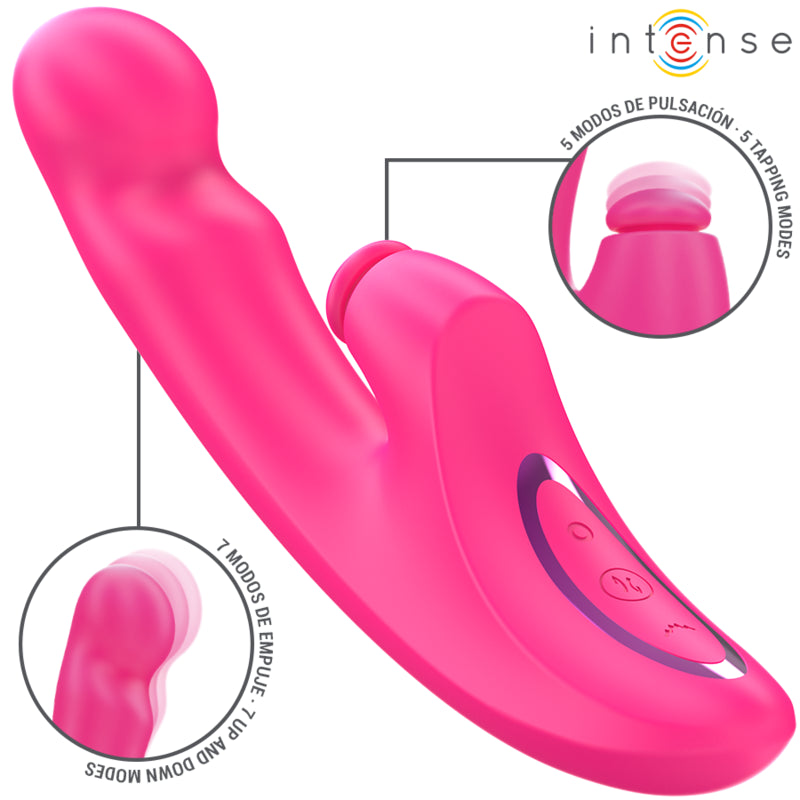 INTENSE EMI VIBRADOR 135 CM MULTIFUNaaO 3 EM 1 10 VIBRAaaES ROSA