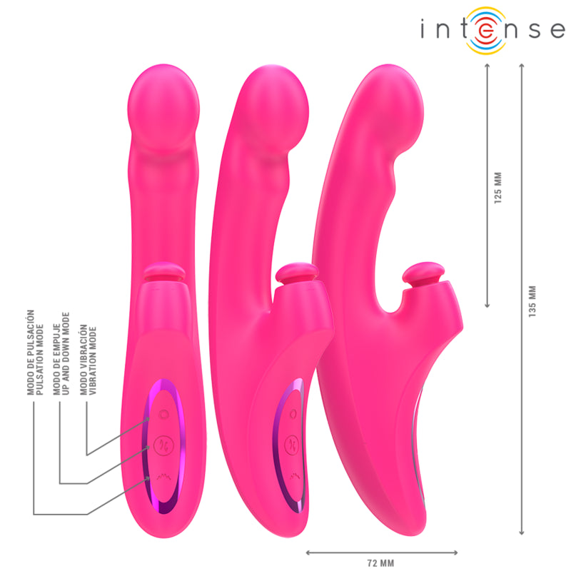 INTENSE EMI VIBRADOR 135 CM MULTIFUNaaO 3 EM 1 10 VIBRAaaES ROSA