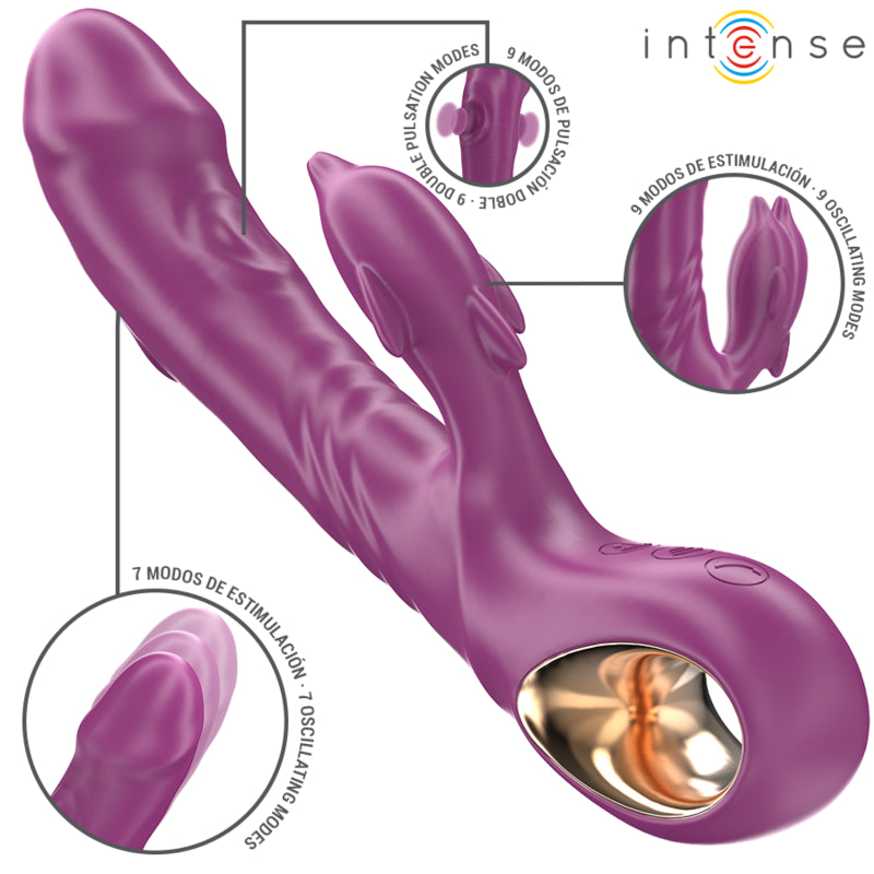 INTENSE HALLE VIBRADOR MULTIFUNCIONAL COM LaNGUA ESTIMULANTE DE GOLFINHOS ROXO