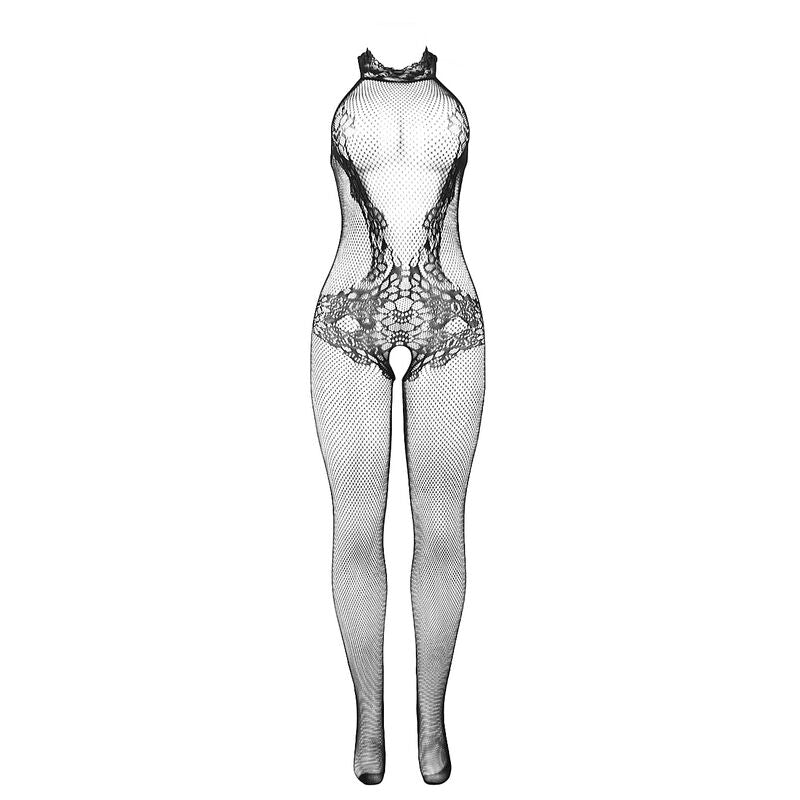 SUBBLIME 951801 BODYSTOCKING SEM FUNDO DE REDE E RENDA COM GOLA ALTA PRETO TAMANHO aNICO