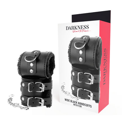 DARKNESS WRIST RESTRAINTS BLACK WITH FUR