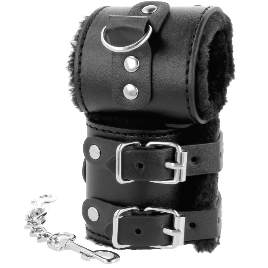 DARKNESS WRIST RESTRAINTS BLACK WITH FUR