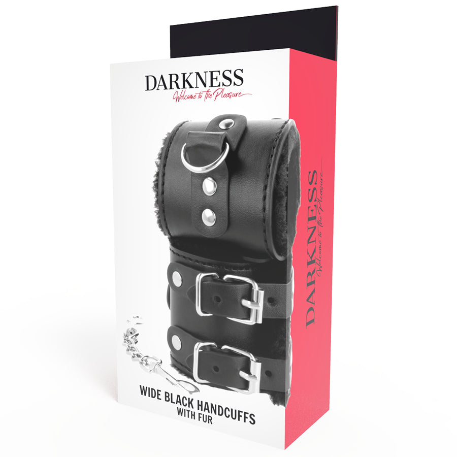 DARKNESS WRIST RESTRAINTS BLACK WITH FUR