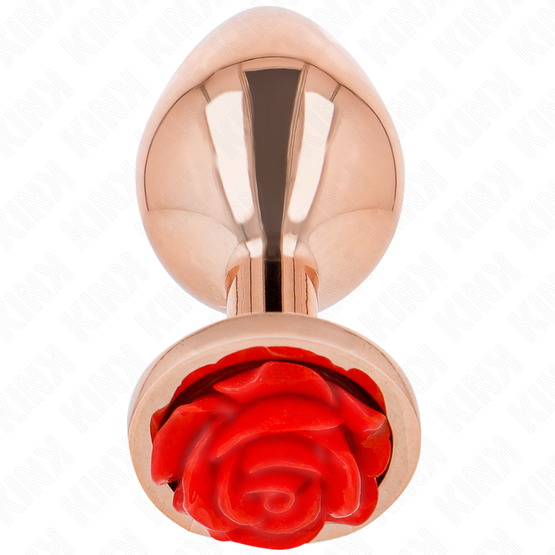 KINK PLUG ANAL DE OURO ROSA COM ROSA VERMELHA S
