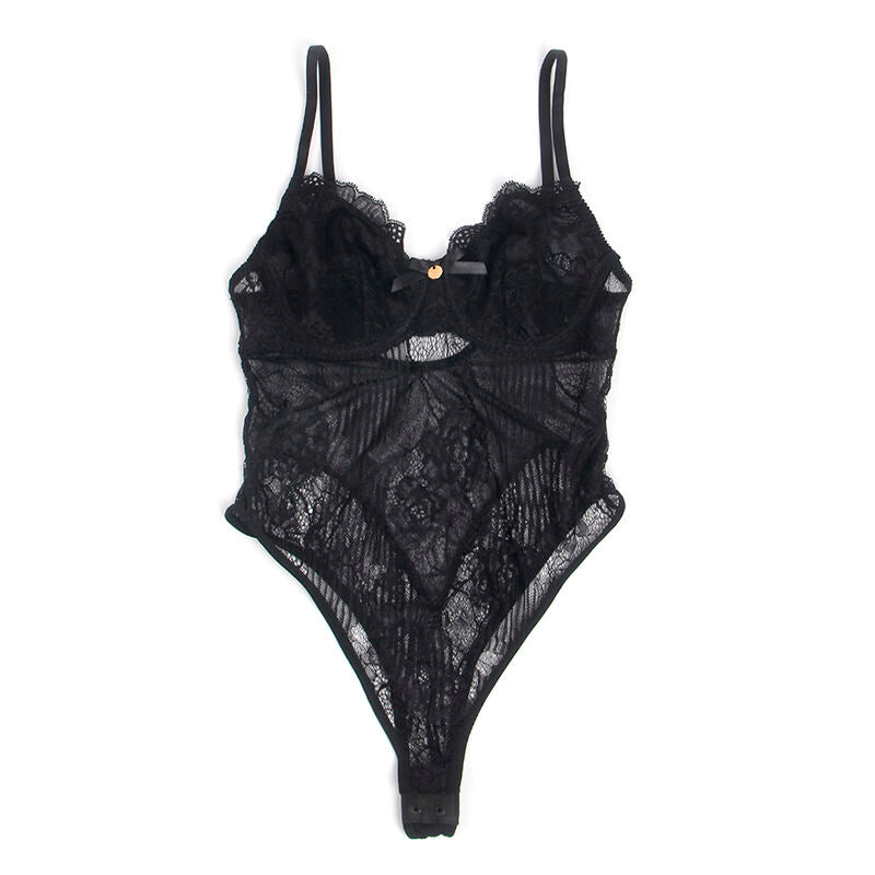 SUBBLIME 955618 BODYSUIT DE RENDA COM FECHO DE BAIXO PRETO S M