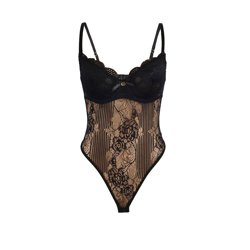 SUBBLIME 955618 BODYSUIT DE RENDA COM FECHO DE BAIXO PRETO S M