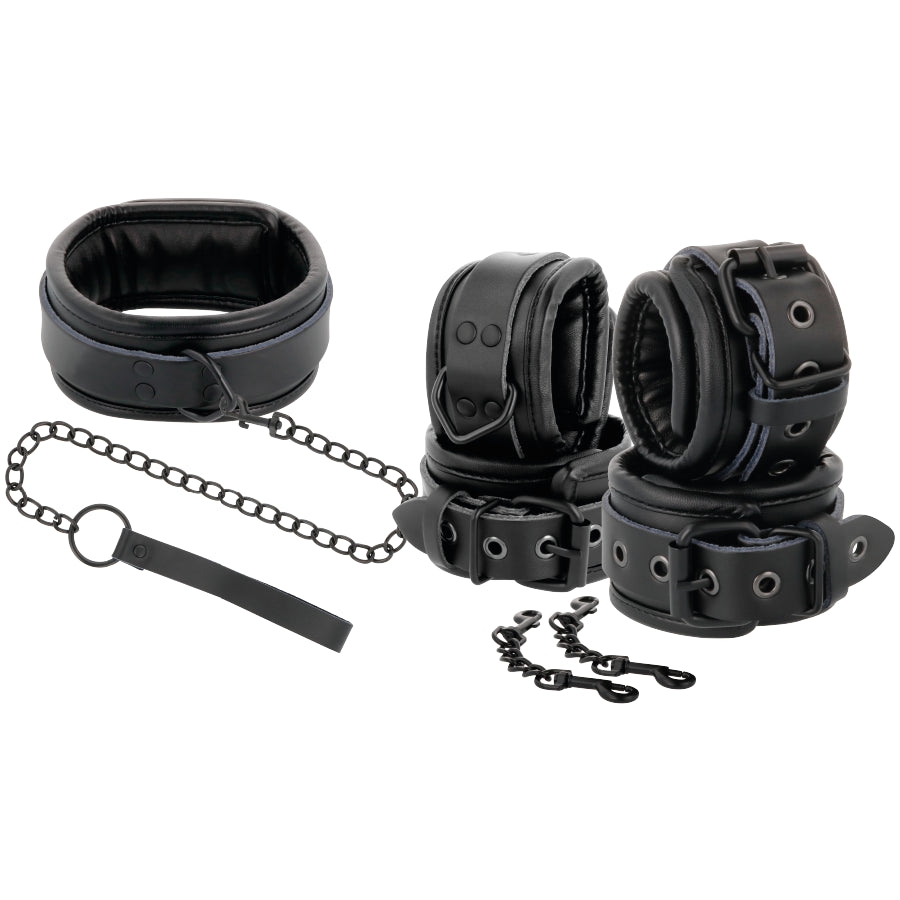 DARKNESS LEATHER AND HANDCUFFS BLACK