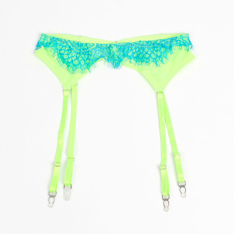 SUBBLIME 955328 CONJUNTO DE SUTIa COM RENDA E LINHAS DE LIGA VERDE E AZUL L XL