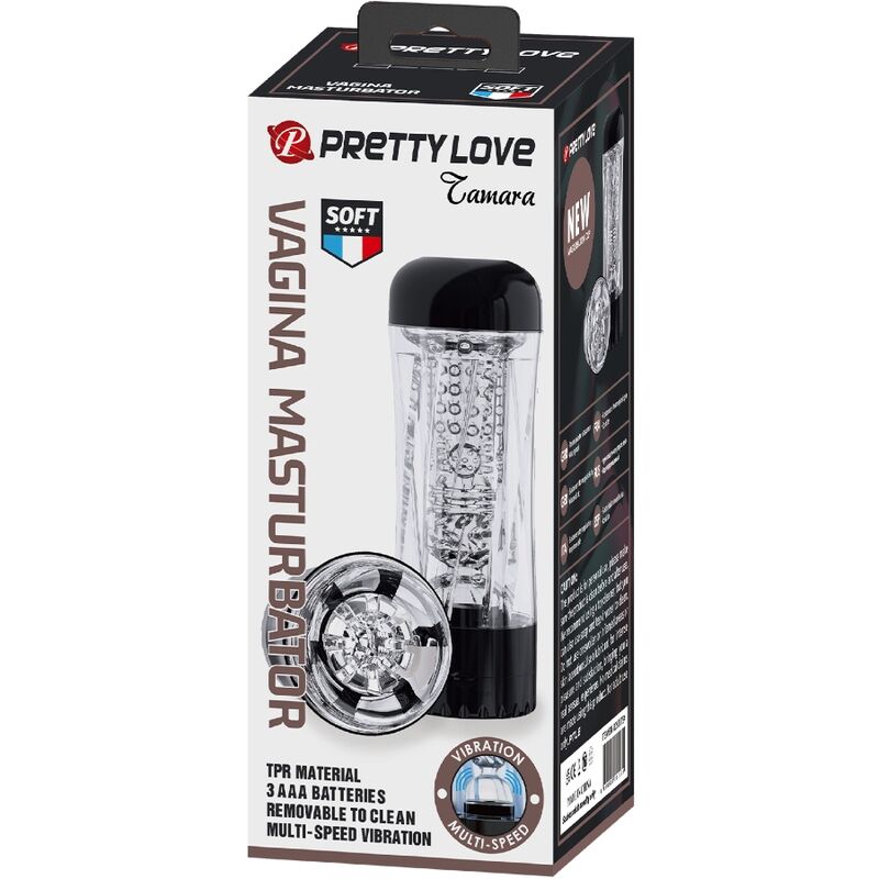 PRETTY LOVE TAMARA MASTURBADOR MASCULINO MULTI VELOCIDADE VIBRADOR PRETO