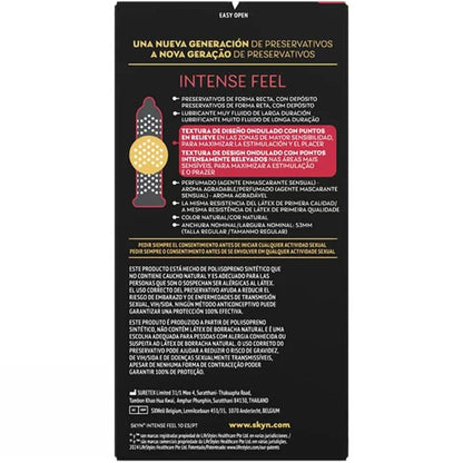 SKYN PRESERVATIVO TEXTURIZADO DE SENSAyaO INTENSA COM DESIGN ONDULADO 10 UNIDADES