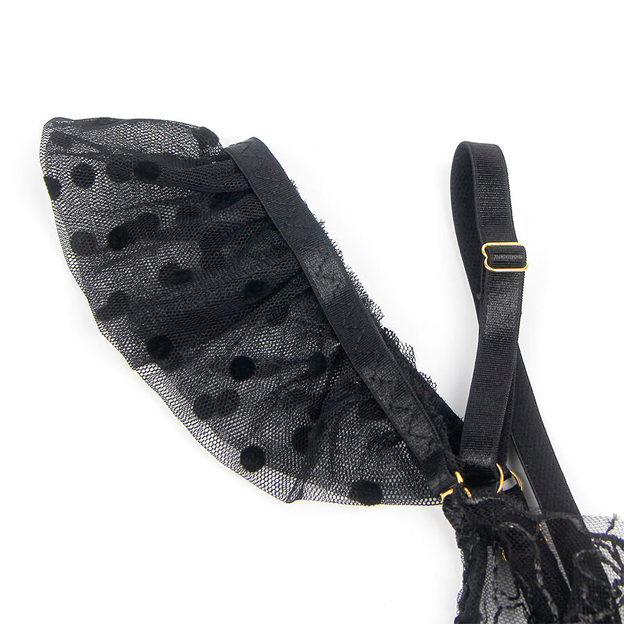 SUBBLIME 957483 CONJUNTO SUJETADOR Y LIGA DE ENCAJE NEGRO S M