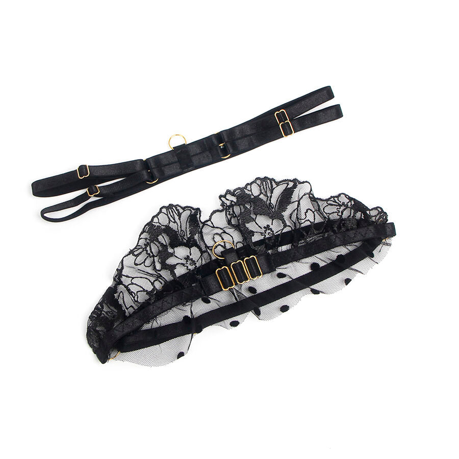 SUBBLIME 957483 CONJUNTO SUJETADOR Y LIGA DE ENCAJE NEGRO S M