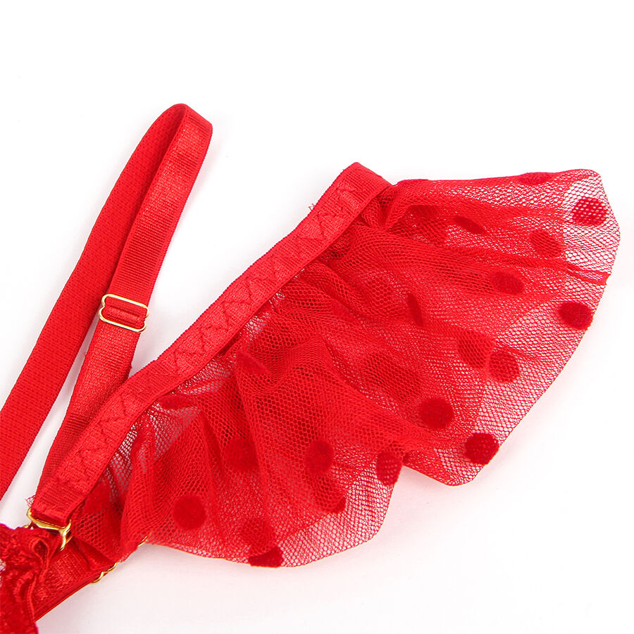 SUBBLIME 957506 CONJUNTO SUJETADOR Y LIGA DE ENCAJE ROJO S M