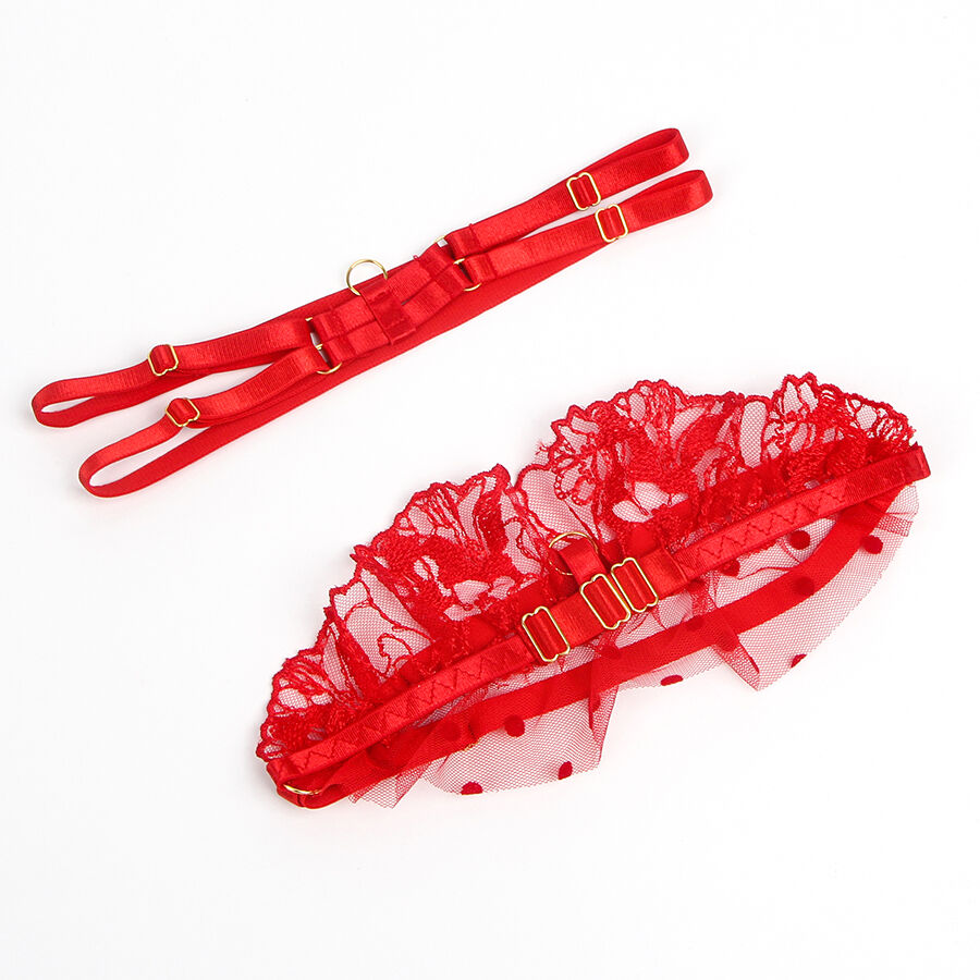 SUBBLIME 957506 CONJUNTO SUJETADOR Y LIGA DE ENCAJE ROJO S M