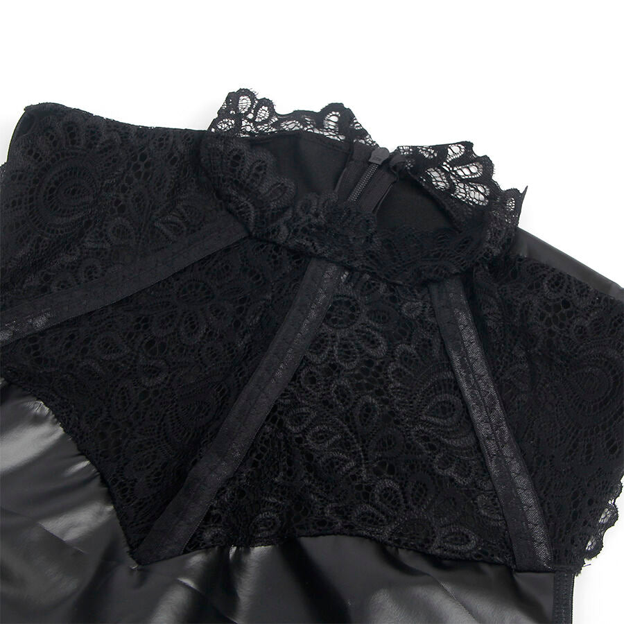 SUBBLIME 957544 VESTIDO DE CUERO CON CUELLO DE ENCAJE NEGRO S M