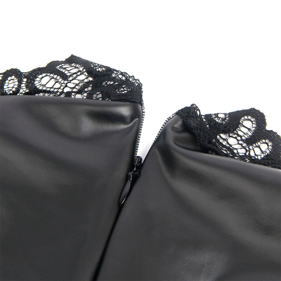 SUBBLIME 957544 VESTIDO DE CUERO CON CUELLO DE ENCAJE NEGRO S M