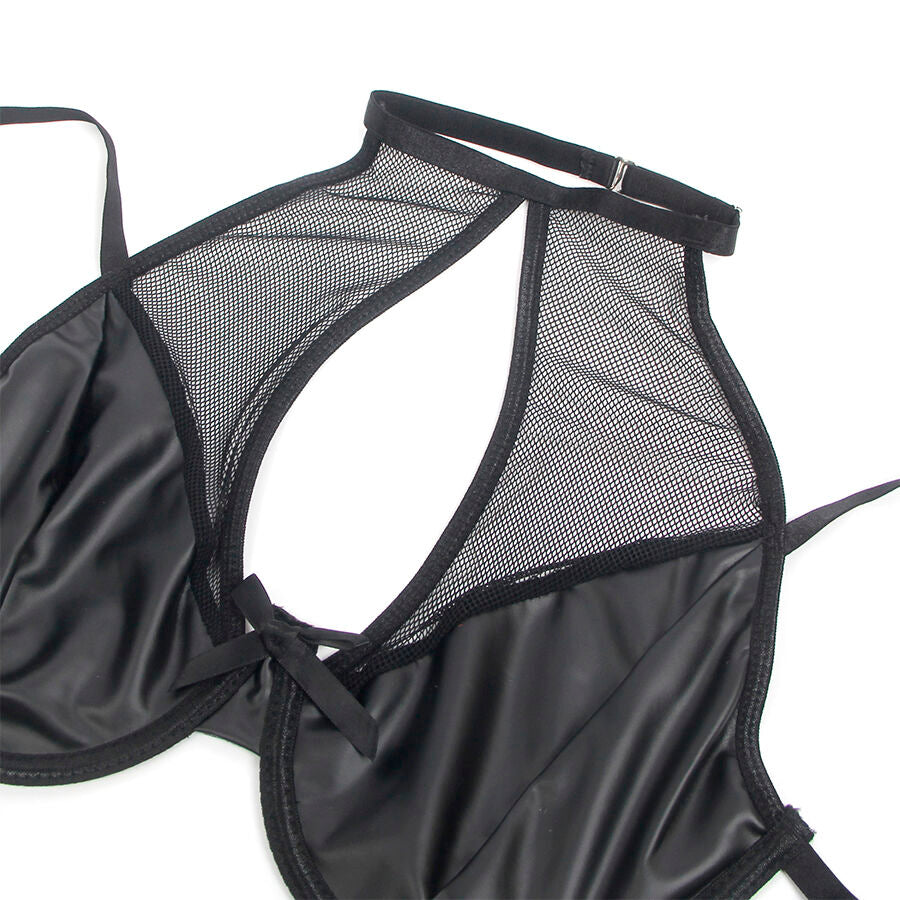 SUBBLIME 957582 CONJUNTO SUJETADOR Y FALDA DE CUERO NEGRO S M