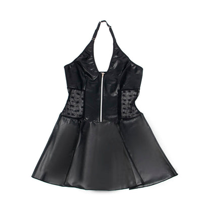 SUBBLIME 957704 VESTIDO DE CUERO CON CREMALLERA Y ENCAJE NEGRO S M
