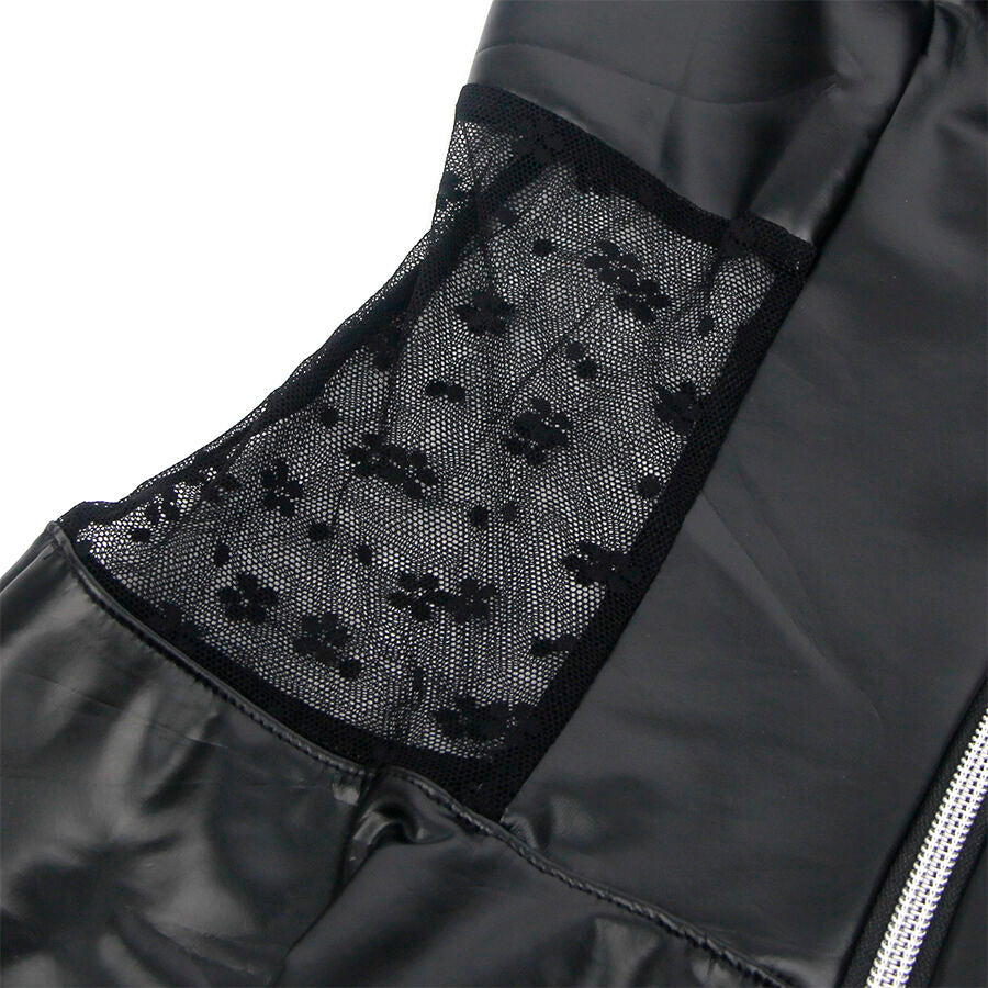 SUBBLIME 957704 VESTIDO DE CUERO CON CREMALLERA Y ENCAJE NEGRO S M