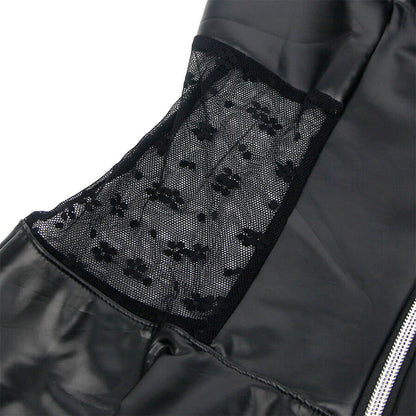 SUBBLIME 957704 VESTIDO DE CUERO CON CREMALLERA Y ENCAJE NEGRO S M