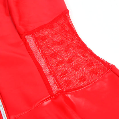 SUBBLIME 957728 VESTIDO DE CUERO CON CREMALLERA Y ENCAJE ROJO S M