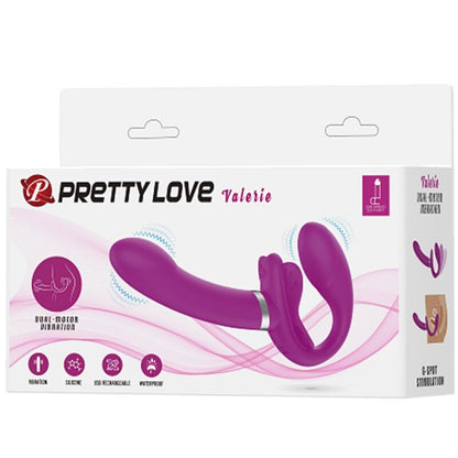 PRETTY LOVE VIBRADOR VALERIE DOUBLE STRAP ON 12 VIBRAyoES ROXO