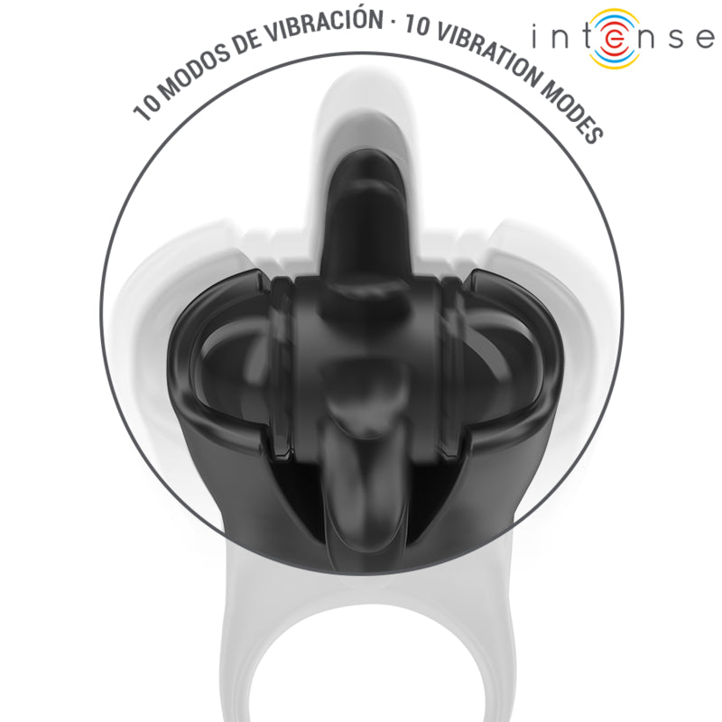 INTENSE MABEL ANEL VIBRAToRIO 10 VIBRAyoES COM ESTIMULADOR DE CLIToRIS PRETO