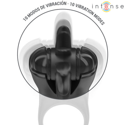 INTENSE MABEL ANEL VIBRAToRIO 10 VIBRAyoES COM ESTIMULADOR DE CLIToRIS PRETO