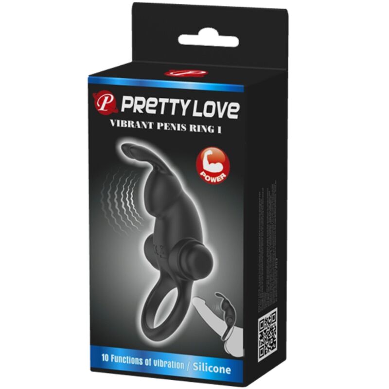 PRETTY LOVE ANEL VIBRAToRIO ESTIMULADOR DE CLIToRIS DE COELHO 10 VIBRAyoES PRETO